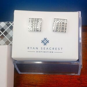 Ryan Seacrest Distinction Silver Geometric Cuff Links